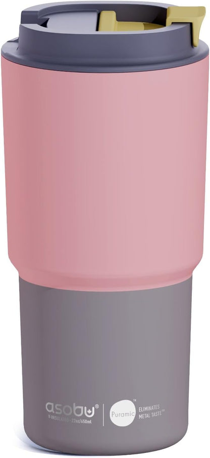 22oz Extra Large Ceramic-Lined Travel Mug with No Metal Taste-Keeps Flavors True - Double-Wall Vacuum Insulated Coffee Mug with Spill-Proof Pop-Open Lid for Hot Drinks