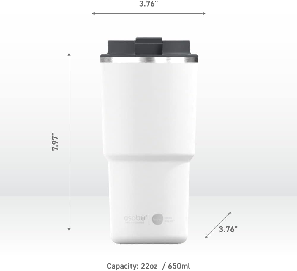 22oz Extra Large Ceramic-Lined Travel Mug with No Metal Taste-Keeps Flavors True - Double-Wall Vacuum Insulated Coffee Mug with Spill-Proof Pop-Open Lid for Hot Drinks