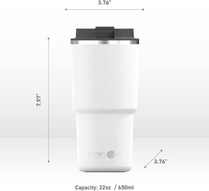 22oz Extra Large Ceramic-Lined Travel Mug with No Metal Taste-Keeps Flavors True - Double-Wall Vacuum Insulated Coffee Mug with Spill-Proof Pop-Open Lid for Hot Drinks