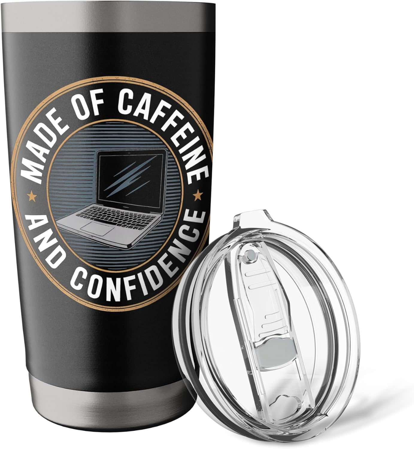Made of Caffeine and Confidence Laptop Design Stainless Steel Insulated Tumbler