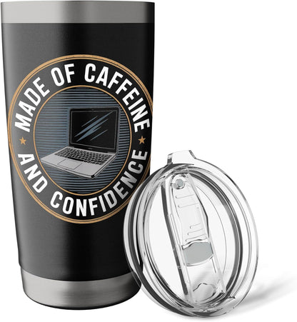 Made of Caffeine and Confidence Laptop Design Stainless Steel Insulated Tumbler