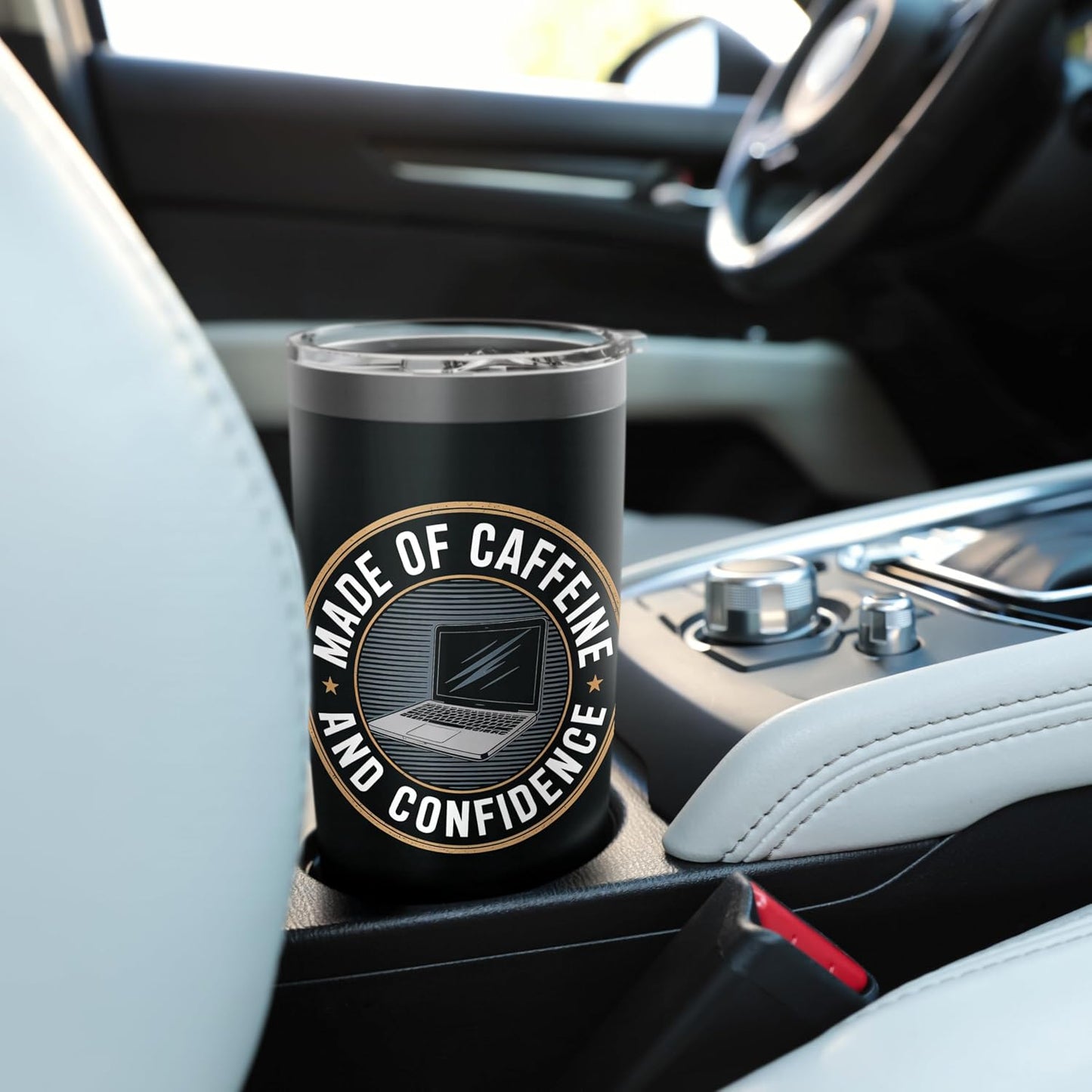 Made of Caffeine and Confidence Laptop Design Stainless Steel Insulated Tumbler