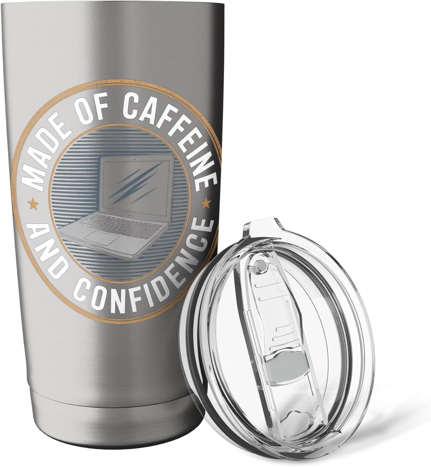 Made of Caffeine and Confidence Laptop Design Stainless Steel Insulated Tumbler