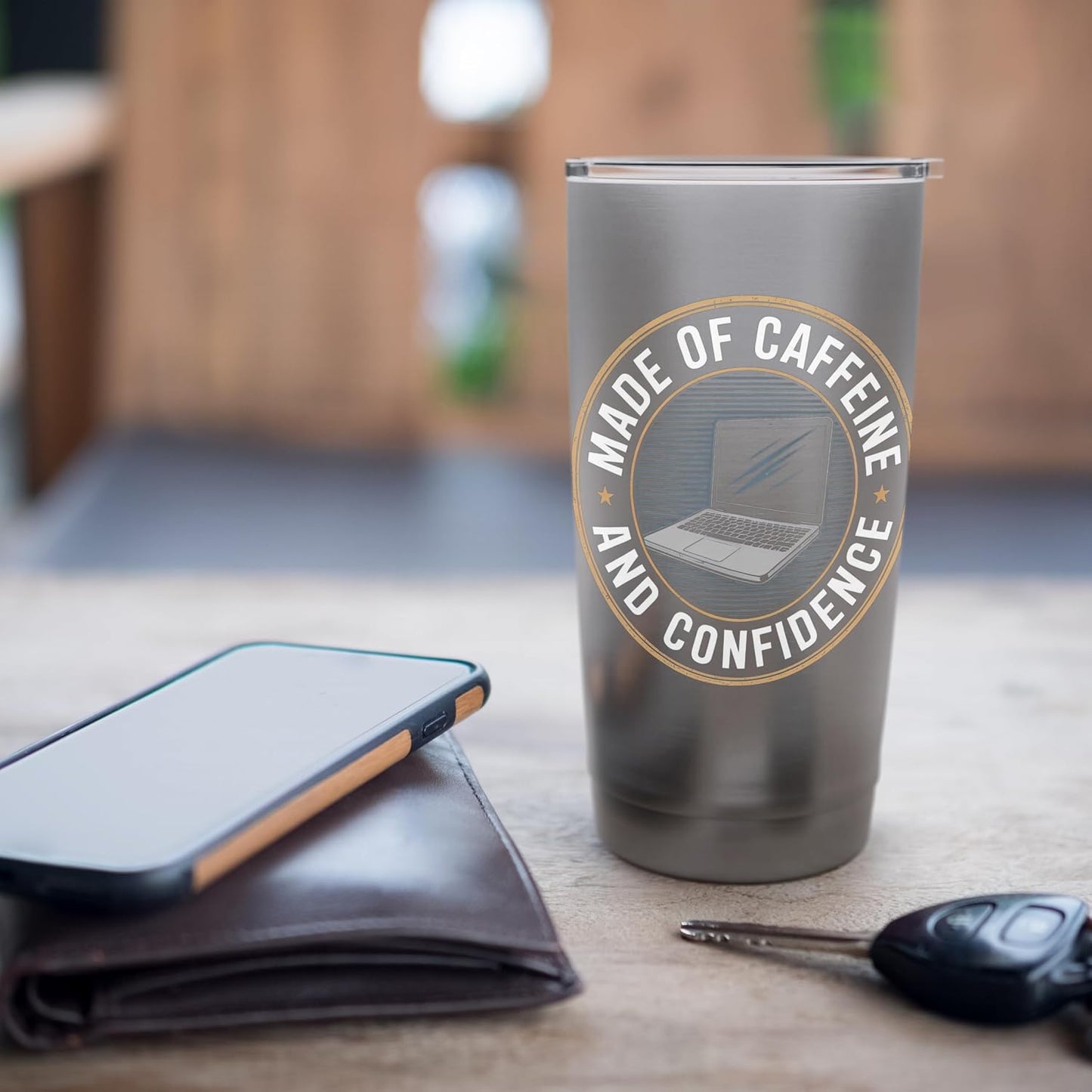 Made of Caffeine and Confidence Laptop Design Stainless Steel Insulated Tumbler