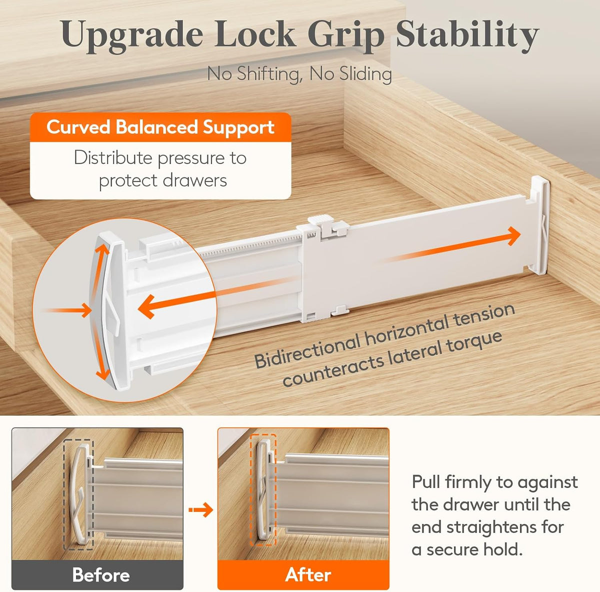 3.2" High Drawer Dividers for Clothes, Adjustable Drawer Organizers