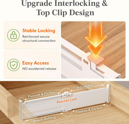 3.2" High Drawer Dividers for Clothes, Adjustable Drawer Organizers