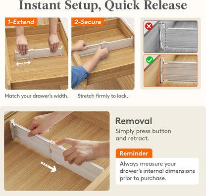 3.2" High Drawer Dividers for Clothes, Adjustable Drawer Organizers