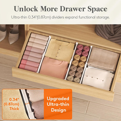 3.2" High Drawer Dividers for Clothes, Adjustable Drawer Organizers