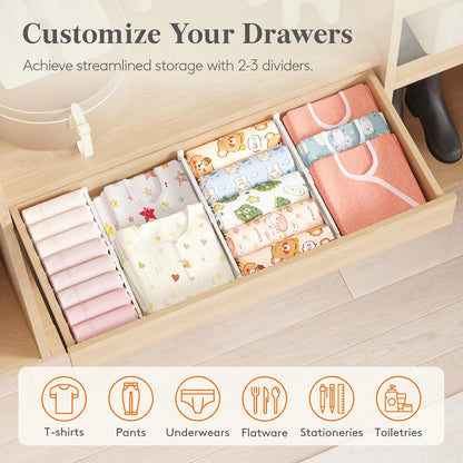 3.2" High Drawer Dividers for Clothes, Adjustable Drawer Organizers