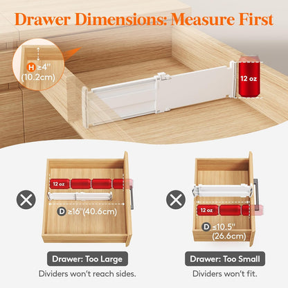 3.2" High Drawer Dividers for Clothes, Adjustable Drawer Organizers