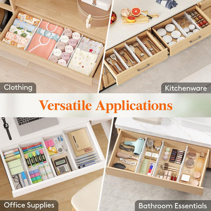 3.2" High Drawer Dividers for Clothes, Adjustable Drawer Organizers
