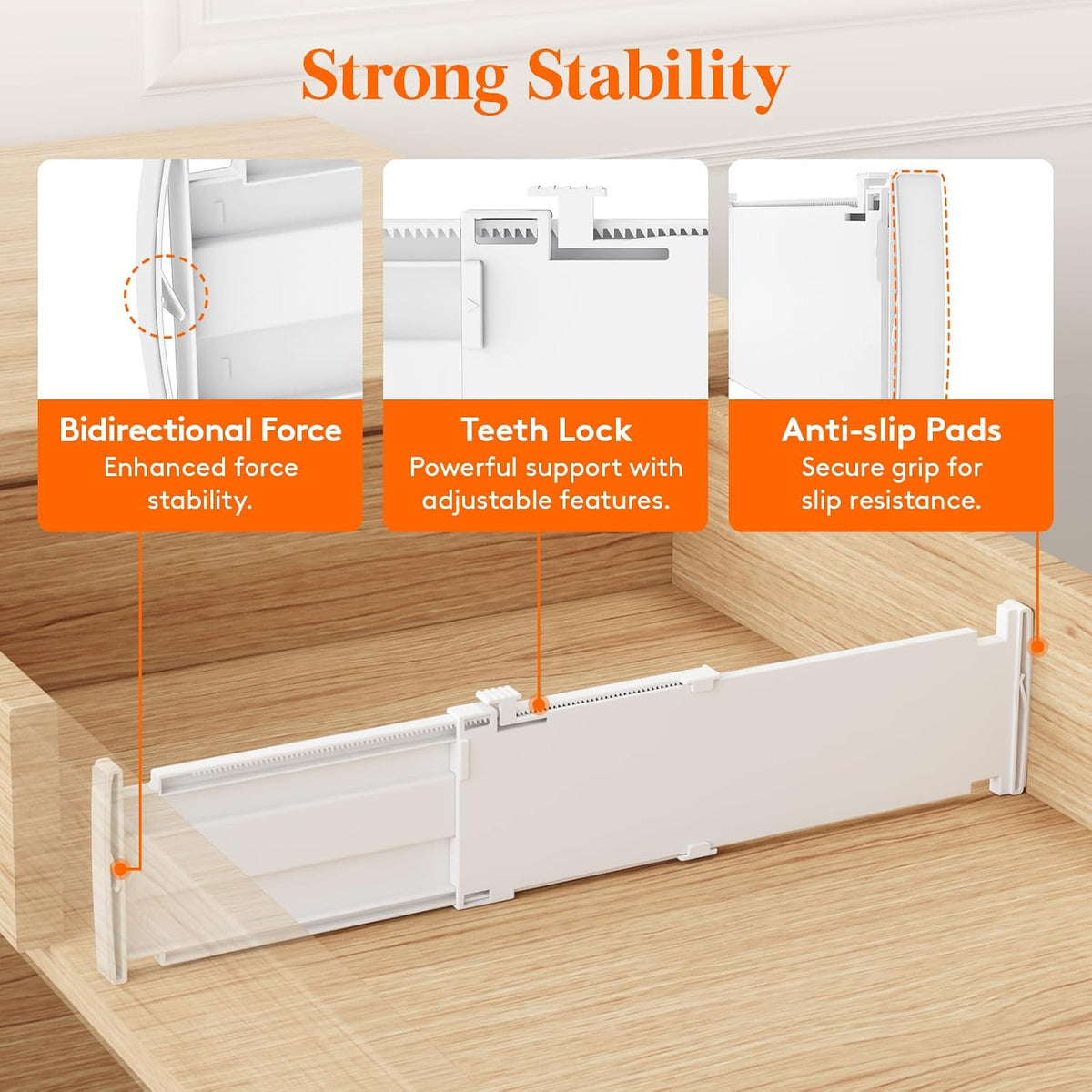 3.2" High Drawer Dividers for Clothes, Adjustable Drawer Organizers