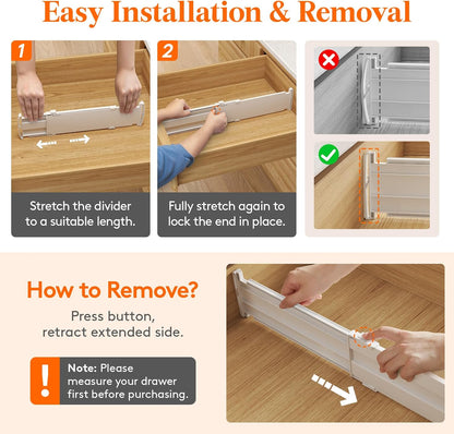3.2" High Drawer Dividers for Clothes, Adjustable Drawer Organizers