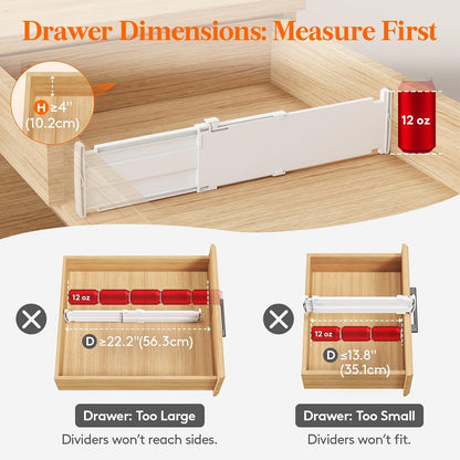 3.2" High Drawer Dividers for Clothes, Adjustable Drawer Organizers