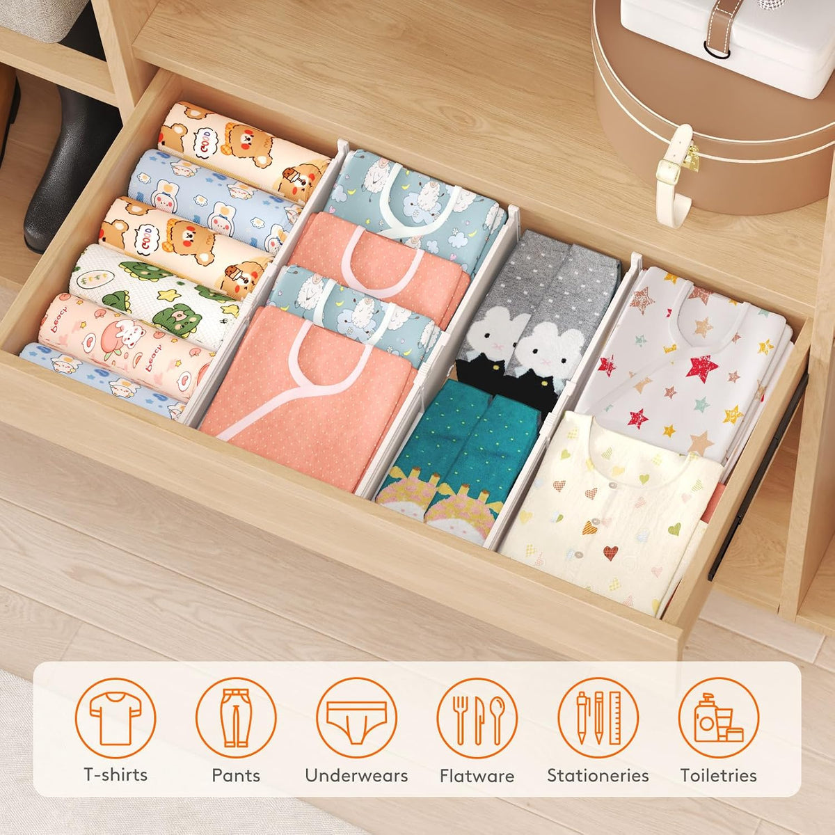 3.2" High Drawer Dividers for Clothes, Adjustable Drawer Organizers