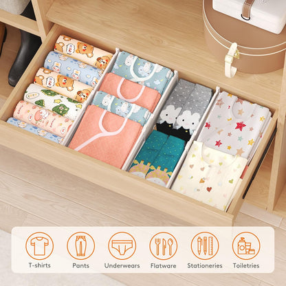 3.2" High Drawer Dividers for Clothes, Adjustable Drawer Organizers