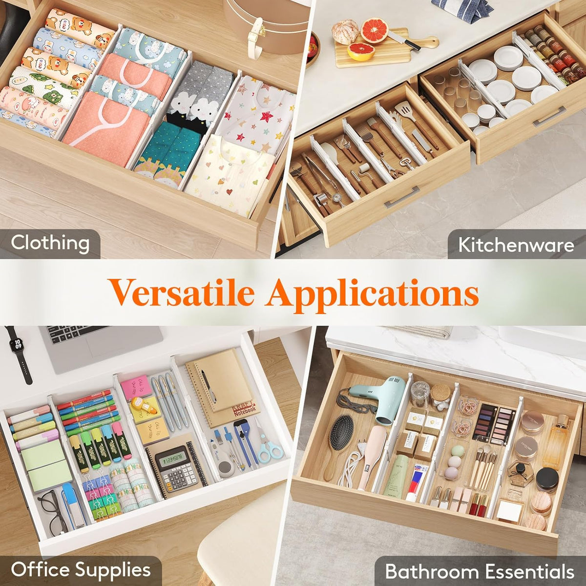 3.2" High Drawer Dividers for Clothes, Adjustable Drawer Organizers