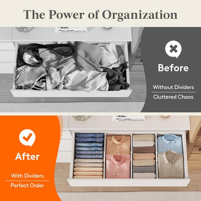 3.2" High Drawer Dividers for Clothes, Adjustable Drawer Organizers