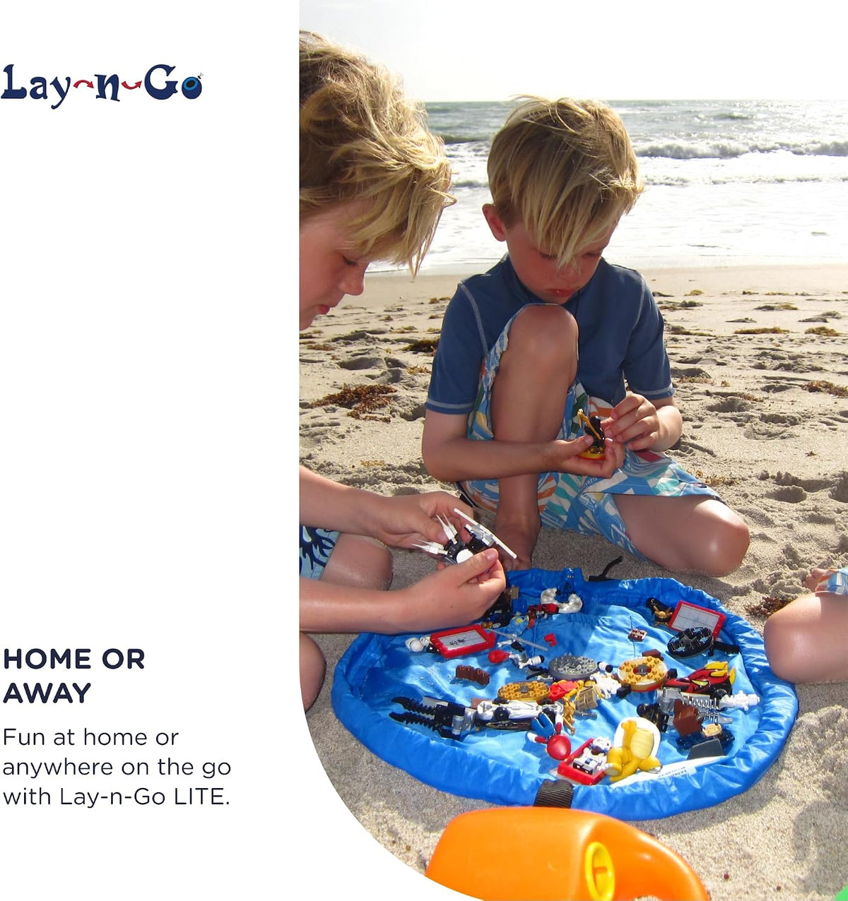 Layflat Portable Drawstring Cinch Storage Toy & Mini Figures Organizer & Play Mat, Mesh Pockets, Home & Travel, Kids & Toddlers Playdates, 2 Straps for Backpack, Durable, Machine Washable
