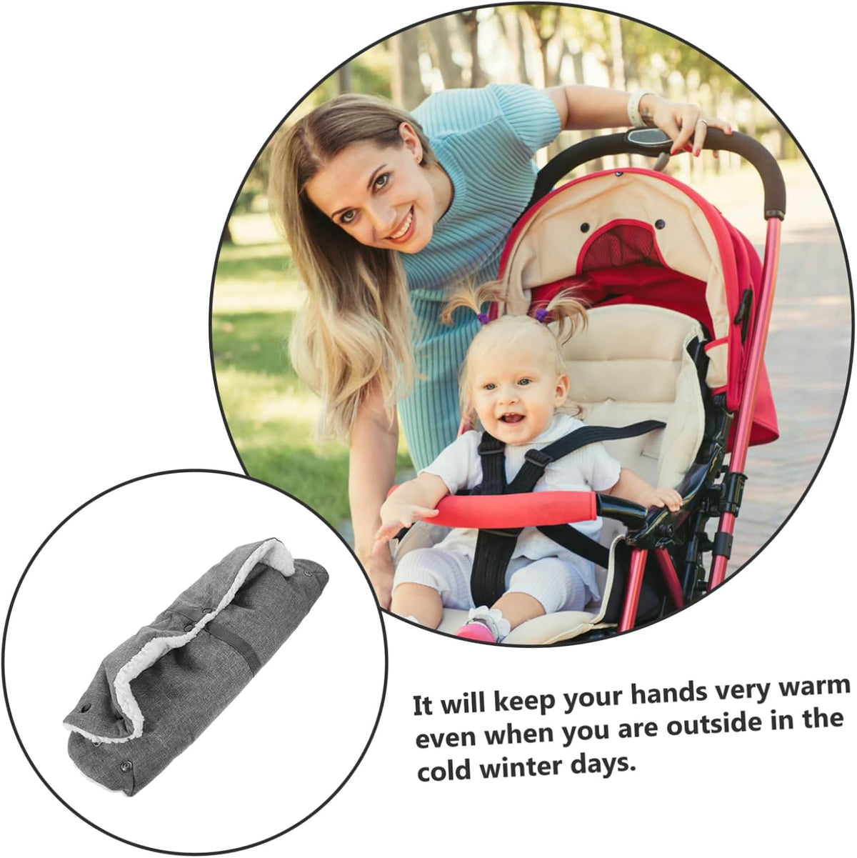 ERINGOGO Stroller Gloves Warm Handmuffs for Cold Weather Easy to Install Stroller Handle Lined for Comfort and Durability