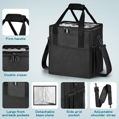 Reusable 4-Cup Drink Carrier-Leakproof Tote with Adjustable Dividers | Adjustable dividers keep cups secure. Shoulder strap, folds flat. Ideal for hot/cold drinks, delivery, travel.
