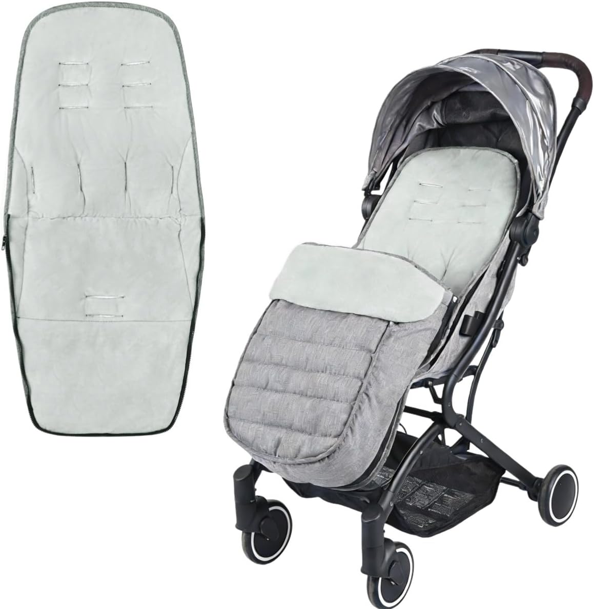 2 in 1 Baby Stroller Cushion Bunting Bag Removable Windproof Footmuff Toddler Warm Pushchair Seat Mat Cushion Outdoor Thicken Cushion Kids Warm Leg Protector Bag Stroller Liner