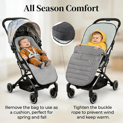 2 in 1 Baby Stroller Cushion Bunting Bag Removable Windproof Footmuff Toddler Warm Pushchair Seat Mat Cushion Outdoor Thicken Cushion Kids Warm Leg Protector Bag Stroller Liner