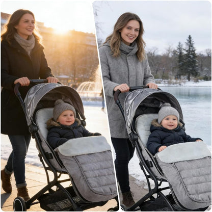 2 in 1 Baby Stroller Cushion Bunting Bag Removable Windproof Footmuff Toddler Warm Pushchair Seat Mat Cushion Outdoor Thicken Cushion Kids Warm Leg Protector Bag Stroller Liner