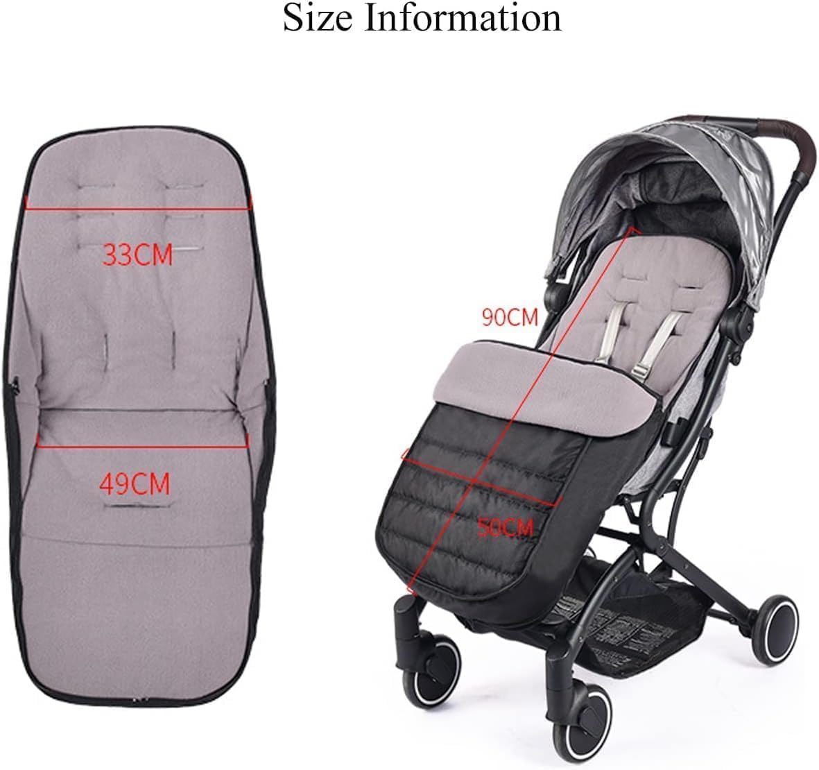 2 in 1 Baby Stroller Cushion Bunting Bag Removable Windproof Footmuff Toddler Warm Pushchair Seat Mat Cushion Outdoor Thicken Cushion Kids Warm Leg Protector Bag Stroller Liner