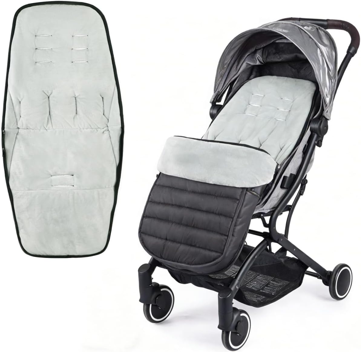 2 in 1 Baby Stroller Cushion Bunting Bag Removable Windproof Footmuff Toddler Warm Pushchair Seat Mat Cushion Outdoor Thicken Cushion Kids Warm Leg Protector Bag Stroller Liner