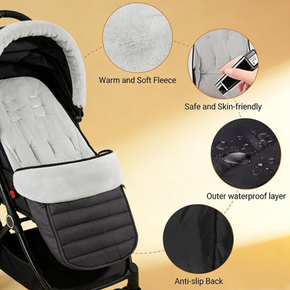 2 in 1 Baby Stroller Cushion Bunting Bag Removable Windproof Footmuff Toddler Warm Pushchair Seat Mat Cushion Outdoor Thicken Cushion Kids Warm Leg Protector Bag Stroller Liner