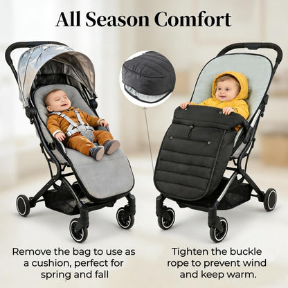2 in 1 Baby Stroller Cushion Bunting Bag Removable Windproof Footmuff Toddler Warm Pushchair Seat Mat Cushion Outdoor Thicken Cushion Kids Warm Leg Protector Bag Stroller Liner