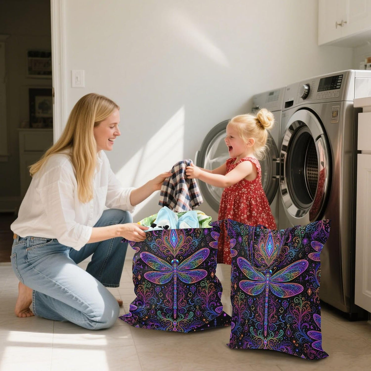 Boho Dragonflies Waterproof Travel Laundry Bag Washable 2-piece