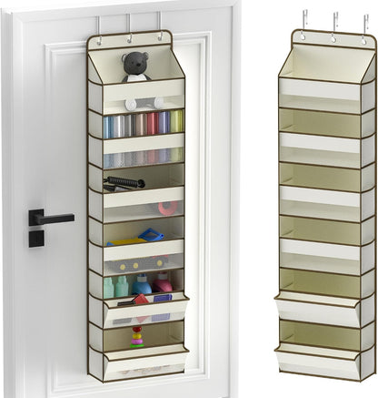 Over Door Organizer, Nursery Closet Cabinet Baby Storage, Over The Door Hat Rack, 6 Pockets and 2 Grid File Pockets Hanging Storage Boxes,55 lbs. Weight Capacity, 1-Pack