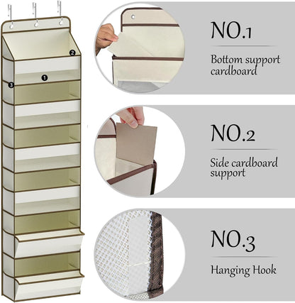Over Door Organizer, Nursery Closet Cabinet Baby Storage, Over The Door Hat Rack, 6 Pockets and 2 Grid File Pockets Hanging Storage Boxes,55 lbs. Weight Capacity, 1-Pack