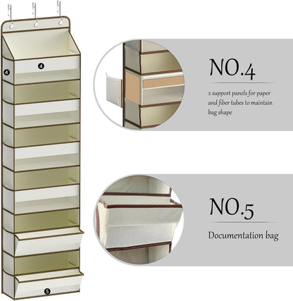 Over Door Organizer, Nursery Closet Cabinet Baby Storage, Over The Door Hat Rack, 6 Pockets and 2 Grid File Pockets Hanging Storage Boxes,55 lbs. Weight Capacity, 1-Pack