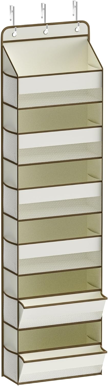 Over Door Organizer, Nursery Closet Cabinet Baby Storage, Over The Door Hat Rack, 6 Pockets and 2 Grid File Pockets Hanging Storage Boxes,55 lbs. Weight Capacity, 1-Pack