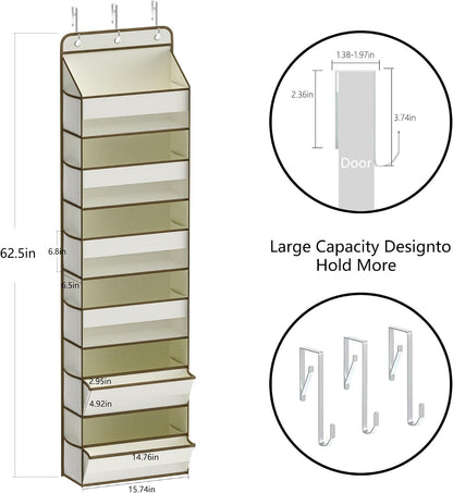 Over Door Organizer, Nursery Closet Cabinet Baby Storage, Over The Door Hat Rack, 6 Pockets and 2 Grid File Pockets Hanging Storage Boxes,55 lbs. Weight Capacity, 1-Pack