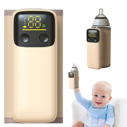 Portable Bottle Warmer for Travel - Baby Bottle Warmers with LED Display and Flashlight, Bottle Warmers with 6-Temp Control, Bottle Warmer On The Go, Fast Night Feeding Milk Warmers for Newborn