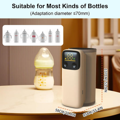 Portable Bottle Warmer for Travel - Baby Bottle Warmers with LED Display and Flashlight, Bottle Warmers with 6-Temp Control, Bottle Warmer On The Go, Fast Night Feeding Milk Warmers for Newborn