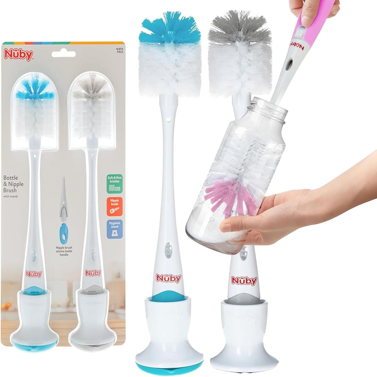 Nuby 2-in-1 Bottle and Nipple Brush