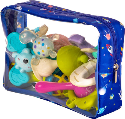 TSA Approved 5-Piece Diaper Bag Organizer Pouch Set Clear Waterproof TPU Kids Toiletry Storage Set Travel Packing Clutch Cube Bags for Baby Nursing(Dinosour)