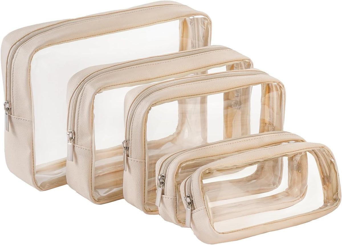 TSA Approved 5-Piece Diaper Bag Organizer Pouch Set Clear Waterproof TPU Kids Toiletry Storage Set Travel Packing Clutch Cube Bags for Baby Nursing(Dinosour)