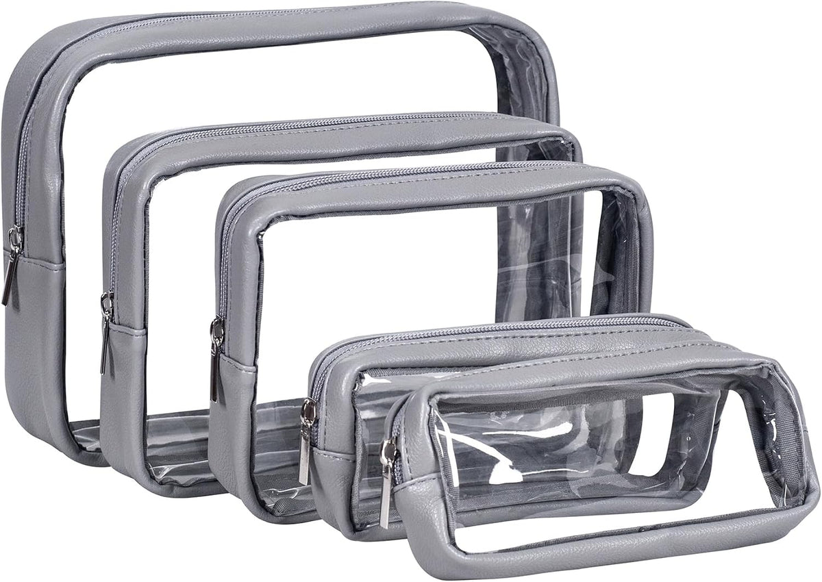 TSA Approved 5-Piece Diaper Bag Organizer Pouch Set Clear Waterproof TPU Kids Toiletry Storage Set Travel Packing Clutch Cube Bags for Baby Nursing(Dinosour)