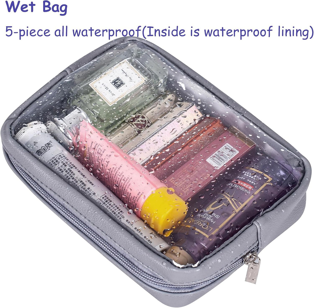 TSA Approved 5-Piece Diaper Bag Organizer Pouch Set Clear Waterproof TPU Kids Toiletry Storage Set Travel Packing Clutch Cube Bags for Baby Nursing(Dinosour)
