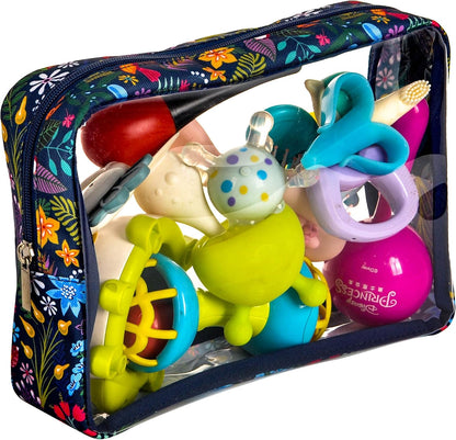 TSA Approved 5-Piece Diaper Bag Organizer Pouch Set Clear Waterproof TPU Kids Toiletry Storage Set Travel Packing Clutch Cube Bags for Baby Nursing(Dinosour)