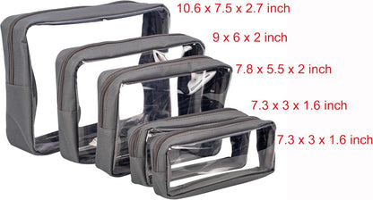 TSA Approved 5-Piece Diaper Bag Organizer Pouch Set Clear Waterproof TPU Kids Toiletry Storage Set Travel Packing Clutch Cube Bags for Baby Nursing(Dinosour)