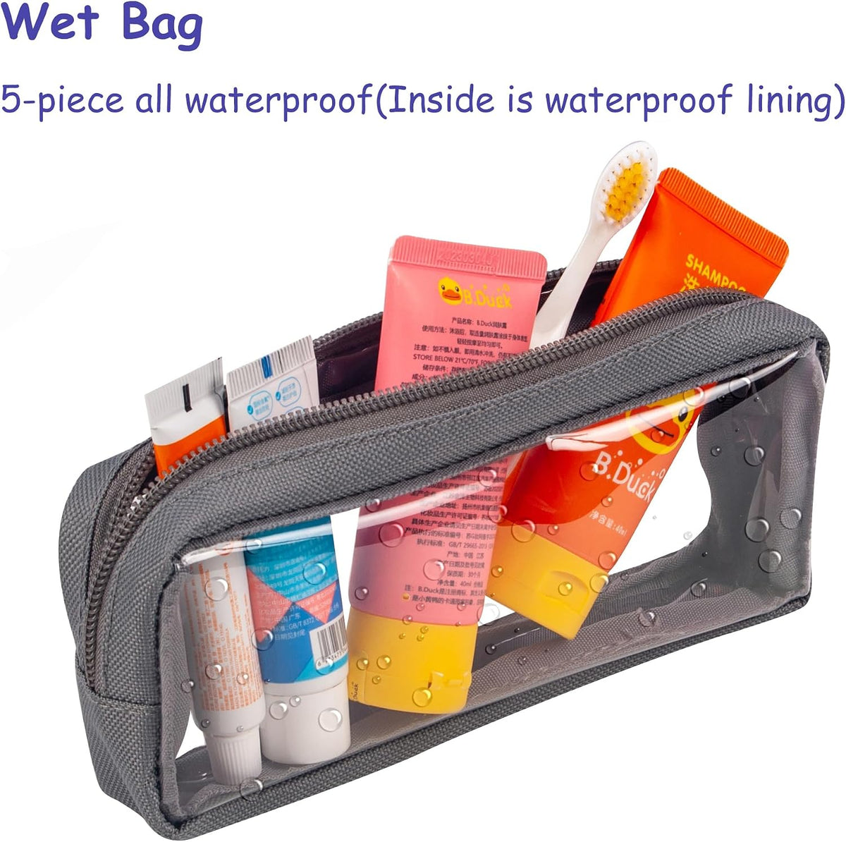 TSA Approved 5-Piece Diaper Bag Organizer Pouch Set Clear Waterproof TPU Kids Toiletry Storage Set Travel Packing Clutch Cube Bags for Baby Nursing(Dinosour)