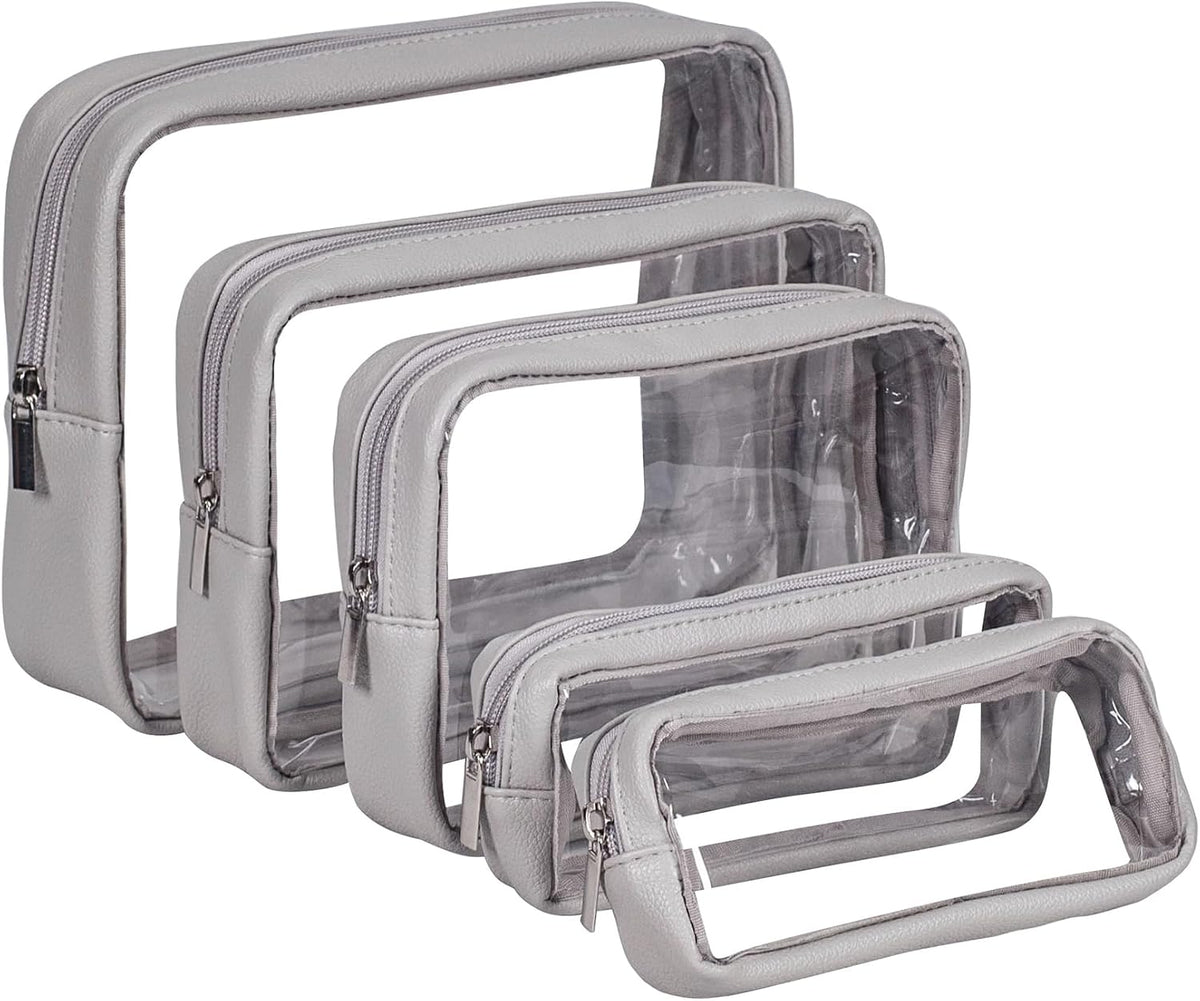 TSA Approved 5-Piece Diaper Bag Organizer Pouch Set Clear Waterproof TPU Kids Toiletry Storage Set Travel Packing Clutch Cube Bags for Baby Nursing(Dinosour)