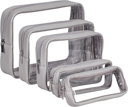 TSA Approved 5-Piece Diaper Bag Organizer Pouch Set Clear Waterproof TPU Kids Toiletry Storage Set Travel Packing Clutch Cube Bags for Baby Nursing(Dinosour)